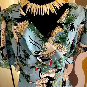 Unique vintage blue rayon sarong dress